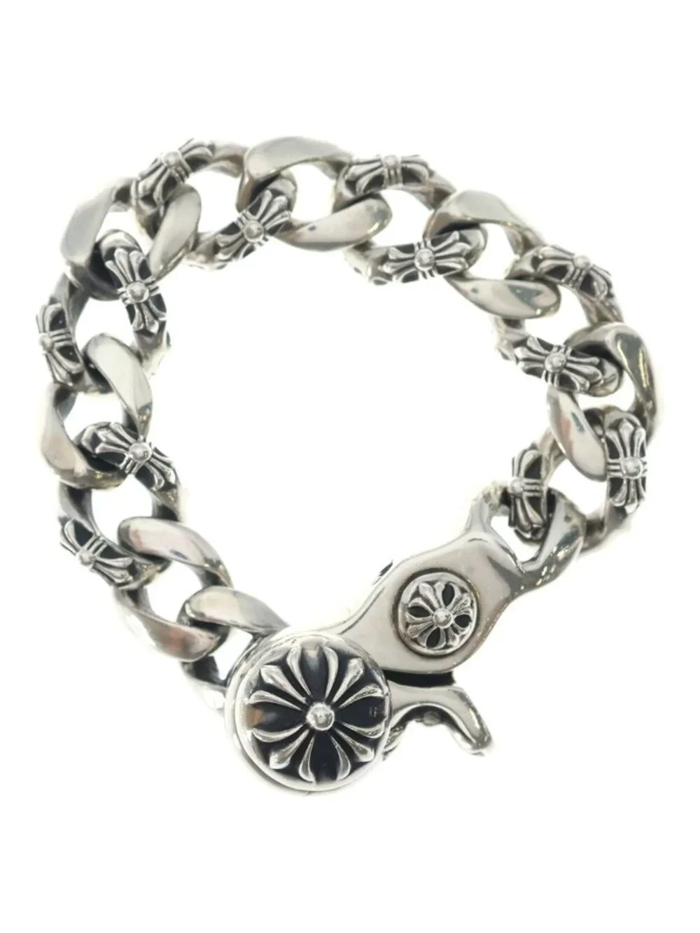 Chrome Hearts Fncy Chn Lnk Fancy Link Clip Bracelet 12 Links Silver